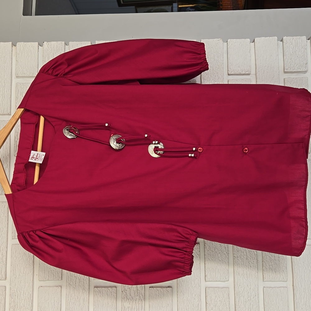 Vintage Maroon 80s western blouse Suze Medium